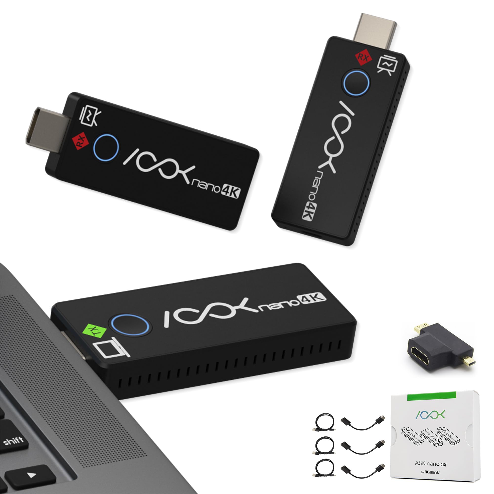 ASKnano 4K ワイヤレスHDMIセット Amazon.com: Wireless HDMI Transmitter and 2 Receivers 4K, Ask Nano